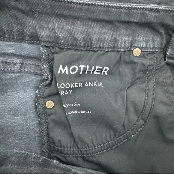 MOTHER Women's Black Looker Ankle Fray Jeans Size 25 - Picture 9 of 16